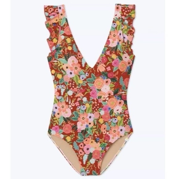 Summersalt Red and Pink One Piece Swimsuit with Plunging V-neckline - Picture 1 of 6